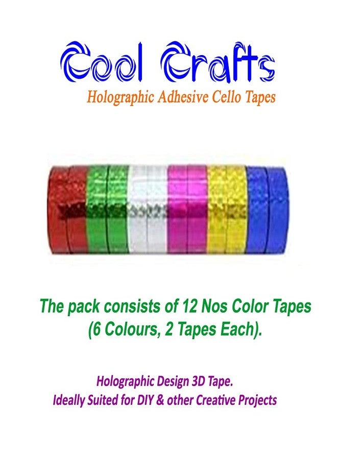 Cool Crafts شريط لاصق لامع من كول كرافتس، مثالي للأعمال اليدوية. عبوة من 12 شريطًا، مناسب للأعمال الفنية والحرفية، وشريط واشي، وسجل القصاصات، وتزيين الأعمال الفنية والحرفية، وتغليف الهدايا، وبطاقات المعايدة. شريط لاصق. - Image 2