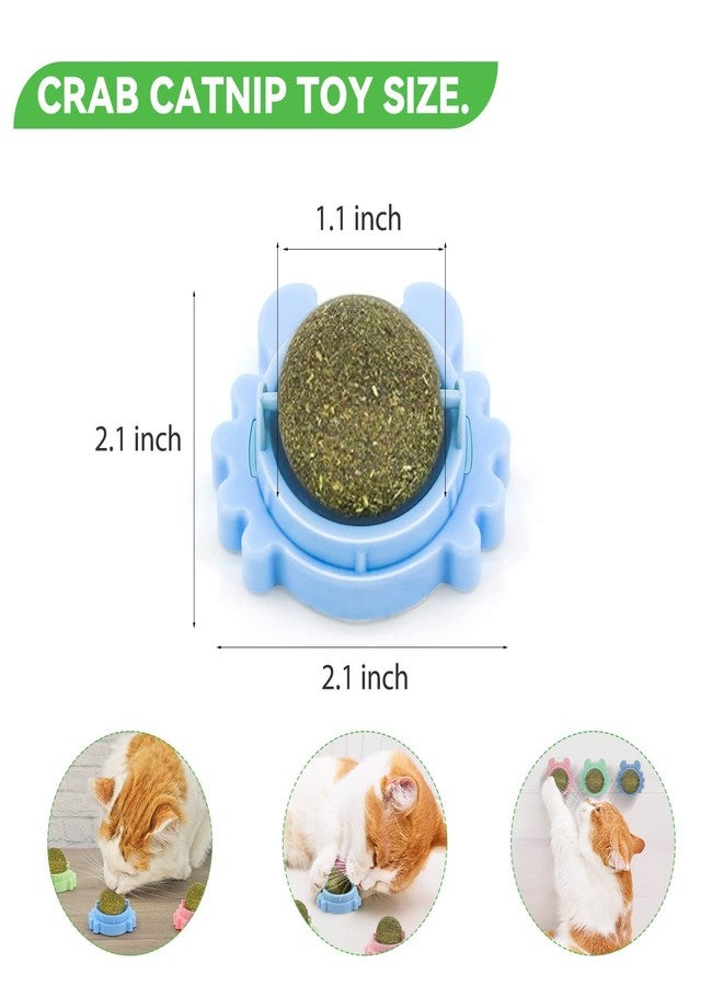 Aucenix Catnip Balls Toy for Cat, Wall Catnip Roller for Cat Licking, Teeth Cleaning Dental Edible Kitten Toy, Natural Rotating Crab Cat Toy (3 Colors) - Image 3
