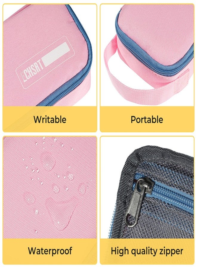 ECHSRT Large Pencil Case, Aesthetic Pen Pouch with Big Capacity, Minimalist Portable Stationery Bag with Handle for Office Organizer Pink Pencil Cases for Girls - Image 5