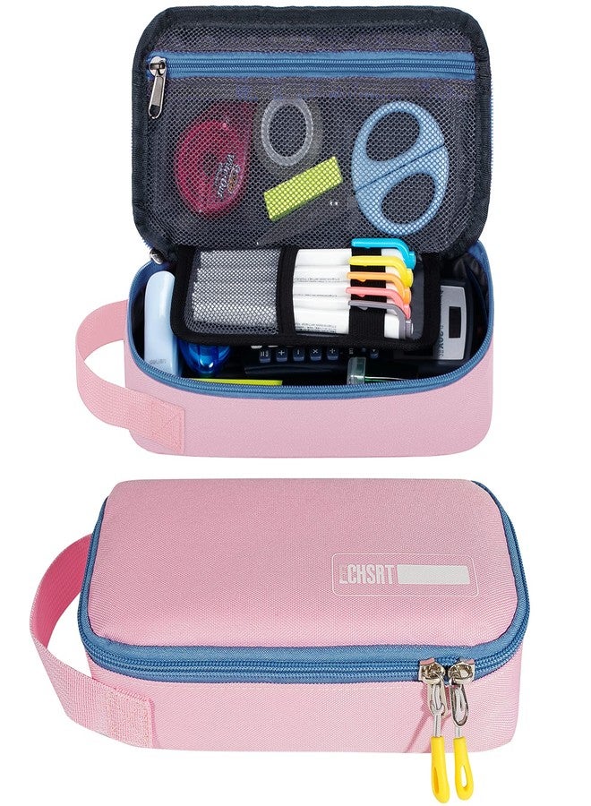 ECHSRT Large Pencil Case, Aesthetic Pen Pouch with Big Capacity, Minimalist Portable Stationery Bag with Handle for Office Organizer Pink Pencil Cases for Girls - Image 1