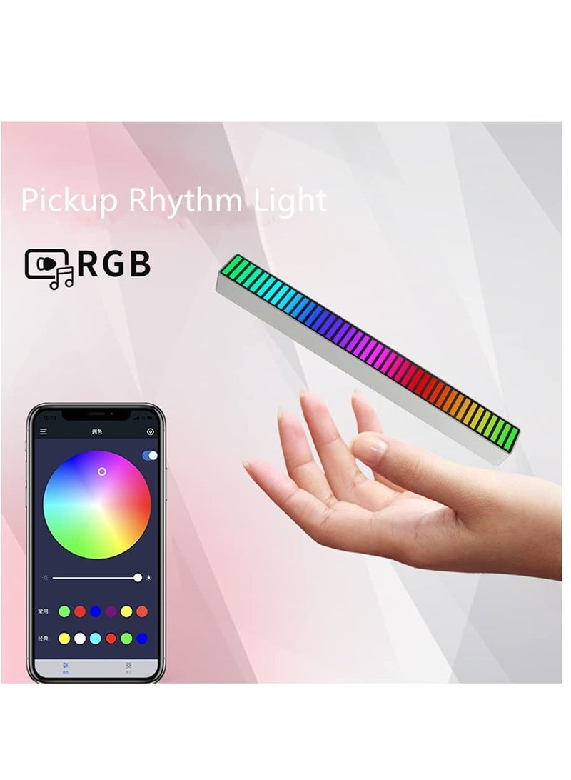 RGB Sound Control Pickup Rhythm Light, 32-Bit MIC Music Dynamic Ambient Light, Creative Colorful Voice Activated Control Ambient Light for Car PC - Image 2