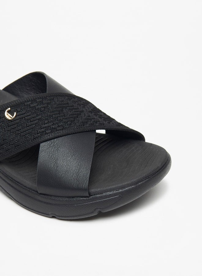 Le Confort Women's Textured Slip-On Cross Strap Slide Sandals - Image 5