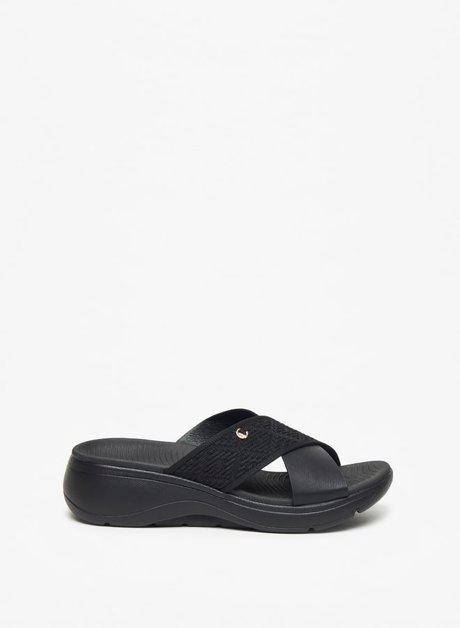 Le Confort Women's Textured Slip-On Cross Strap Slide Sandals - Image 3