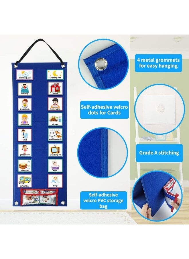 FDTY Visual Schedule Chart for Autism & ADHD Kids - 70 Routine Cards (Morning/Night/Outings) - Durable Felt Board with Storage Pocket - OT Approved Learning Tool for Home & School - Image 3