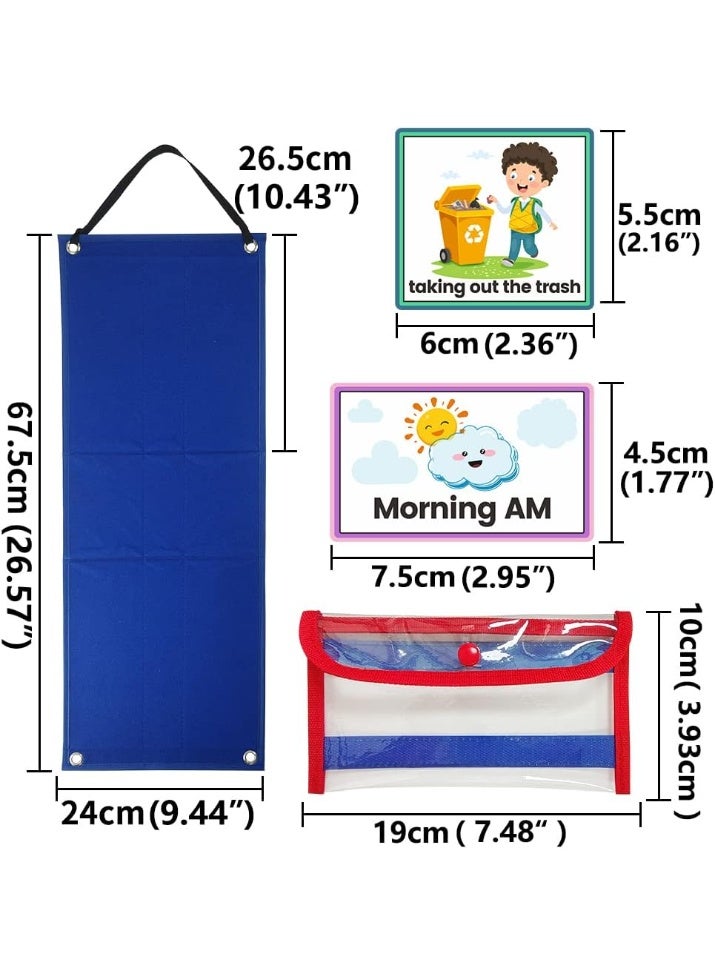 FDTY Visual Schedule Chart for Autism & ADHD Kids - 70 Routine Cards (Morning/Night/Outings) - Durable Felt Board with Storage Pocket - OT Approved Learning Tool for Home & School - Image 2