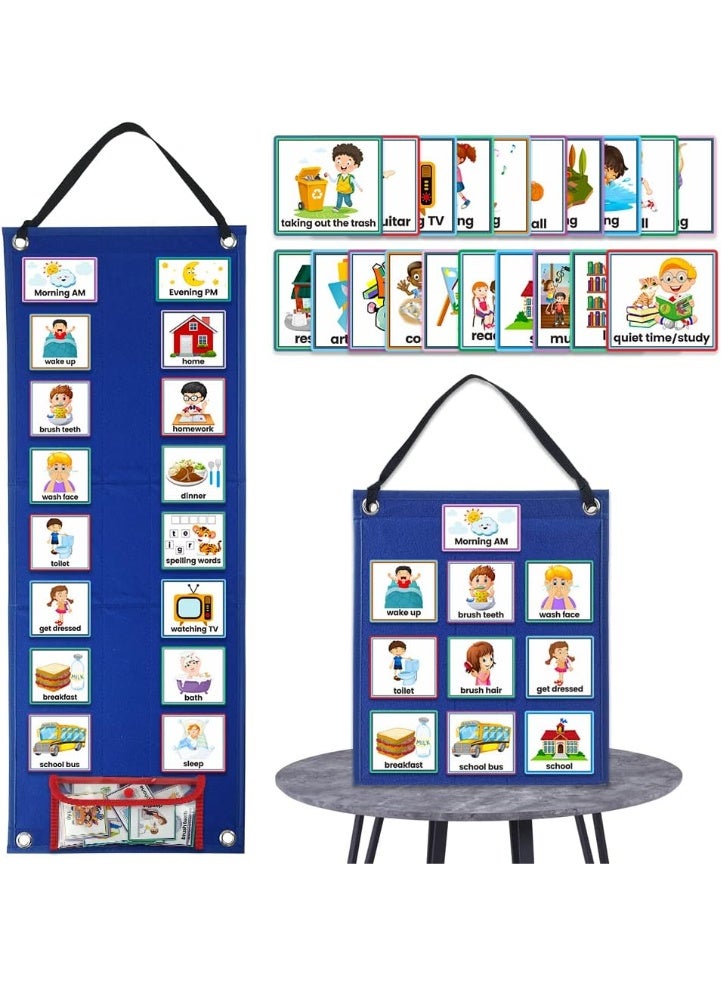 FDTY Visual Schedule Chart for Autism & ADHD Kids - 70 Routine Cards (Morning/Night/Outings) - Durable Felt Board with Storage Pocket - OT Approved Learning Tool for Home & School - Image 1
