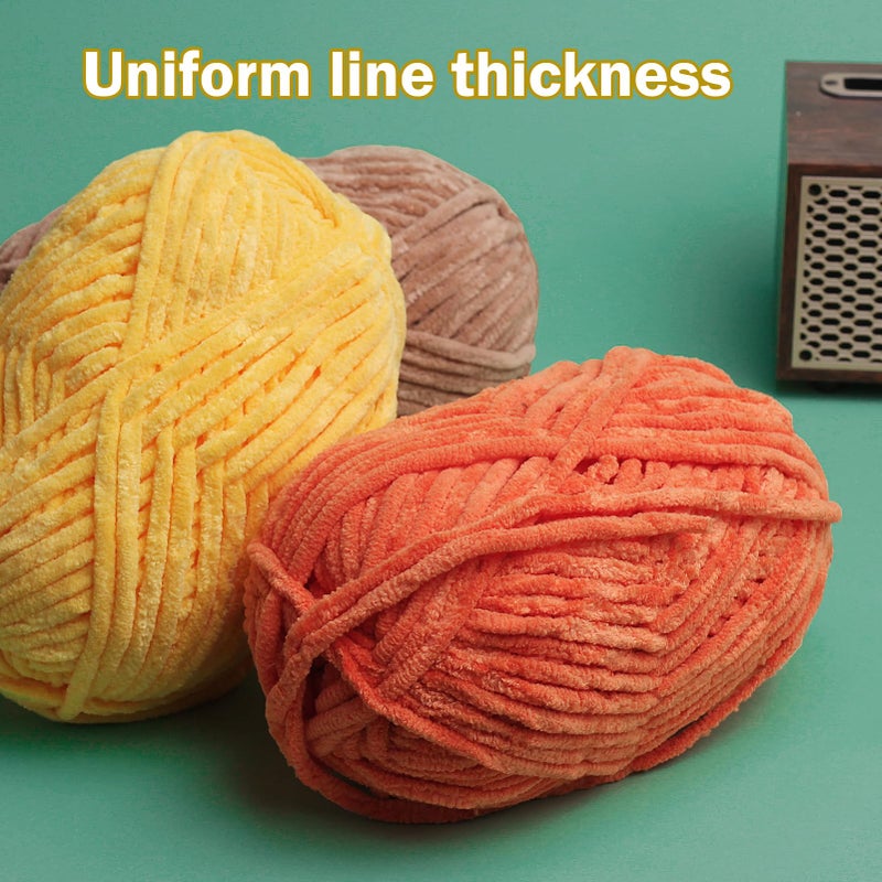 Lpalats Baby Blanket Yarn for Crocheting Soft - 3 Pack of 100g/3.5oz Chunky Chenille Yarn for Knitting Blankets Amigurumi - Super Bulky Yarns - 261 Yards Thick Plush Yarns (3, Dark Curry) - Image 5