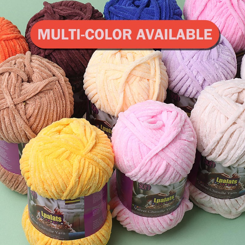 Lpalats Baby Blanket Yarn for Crocheting Soft - 3 Pack of 100g/3.5oz Chunky Chenille Yarn for Knitting Blankets Amigurumi - Super Bulky Yarns - 261 Yards Thick Plush Yarns (3, Dark Curry) - Image 4