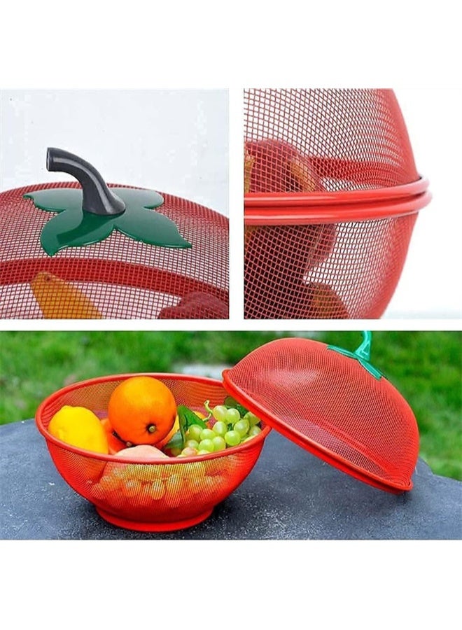 HOMESTAR Fruits Basket For Kitchen, Apple Shape Basket With Net Cover, Vegetables and Fruit Bowl For Dining Table, Fruit Storage Basket With Lid - Image 5