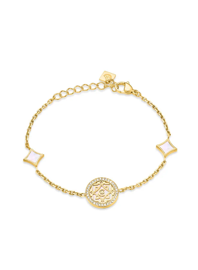Silvia Double Diamond-Shaped Charms and Lustrous Mother of Pearl Bracelet for Women