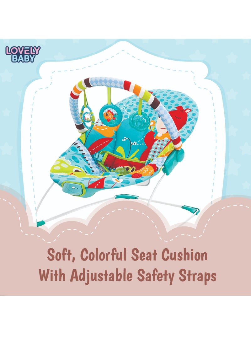 Lovely Baby - Lovely Baby Bouncer Rocker LB 6750 – Baby Seat with Gentle Vibration, Adjustable Toy Bar - Mint Green - Image 1