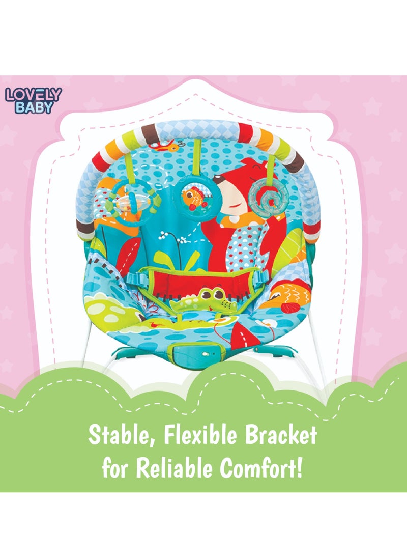 Lovely Baby - Lovely Baby Bouncer Rocker LB 6750 – Baby Seat with Gentle Vibration, Adjustable Toy Bar - Mint Green - Image 1