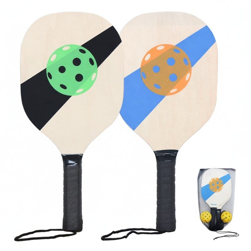 Leijiaer Pickleball Paddle Set: 2 Wood Paddles, 2 Balls, Carry Bag - Sweat-Absorbent PU Grip With Wrist Strap Pickleball Paddles for Schools, Community Centers, Clubs - Image 1