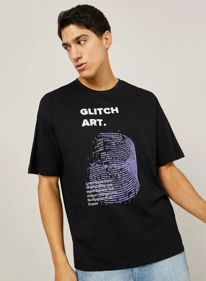 Styli Front Graphic Print Oversized T-Shirt