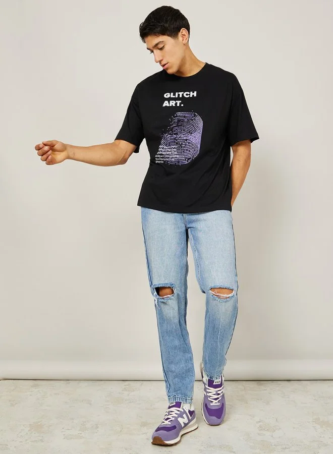 Styli Front Graphic Print Oversized T-Shirt