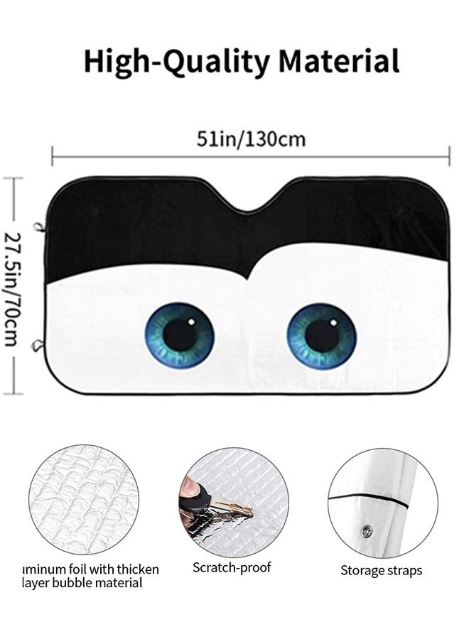 Car Sunshade Funny Cartoon Eye Front Window Cover Car Windshield Sun Shade Blocks for SUV Auto Interior Accessories Protection Keep Your Vehicle Cool Black - Image 2