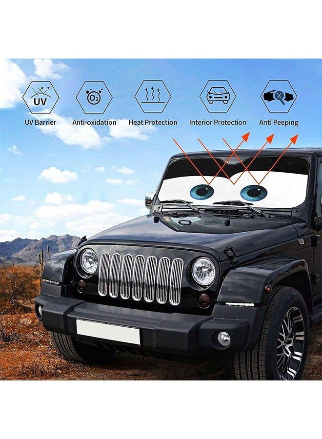 Car Sunshade Funny Cartoon Eye Front Window Cover Car Windshield Sun Shade Blocks for SUV Auto Interior Accessories Protection Keep Your Vehicle Cool Black - Image 5