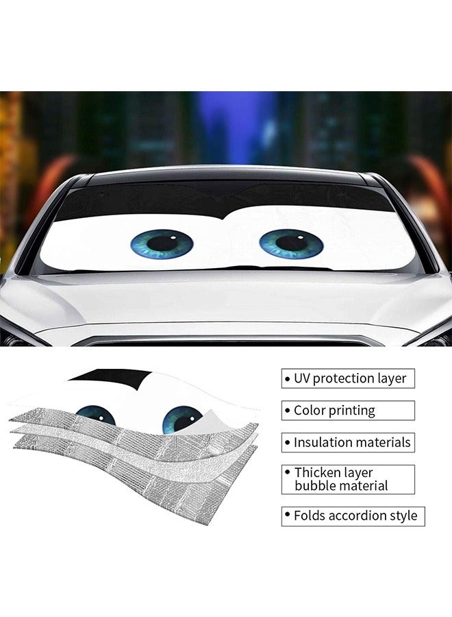 Car Sunshade Funny Cartoon Eye Front Window Cover Car Windshield Sun Shade Blocks for SUV Auto Interior Accessories Protection Keep Your Vehicle Cool Black - Image 4