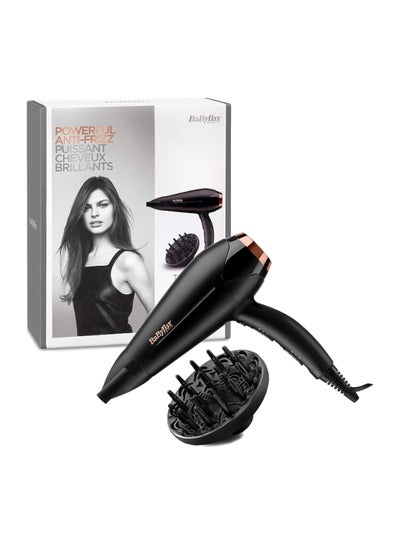 BaByliss Dc Motor Hair Dryer, 2200W 3 Heat And 2 Speed Settings With Cool Shot Button, Ionic Technology For Frizz Free Hair, Comfortable Lightweight Black Design With Diffuser, D570Sde Black