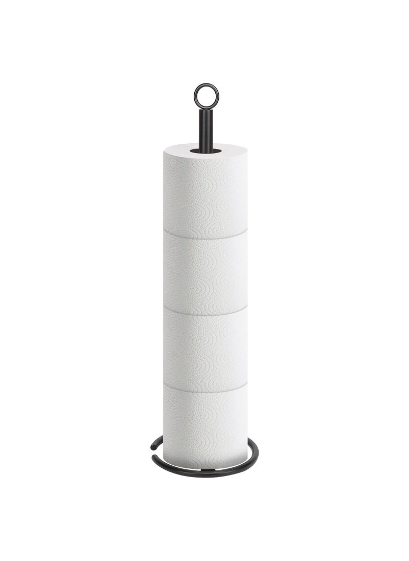 NearMoon NearMoon Bath Toilet Paper Holder Stand  Free Standing Tissue Paper Storage with Reserve  Space Toilet 4 Rolls Holder for Bathroom/Kitchen Countertop-All Metal (1 Pack  Matte Black)  - Image 1