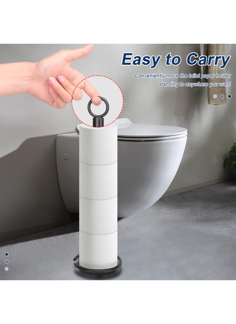 NearMoon NearMoon Bath Toilet Paper Holder Stand  Free Standing Tissue Paper Storage with Reserve  Space Toilet 4 Rolls Holder for Bathroom/Kitchen Countertop-All Metal (1 Pack  Matte Black)  - Image 4