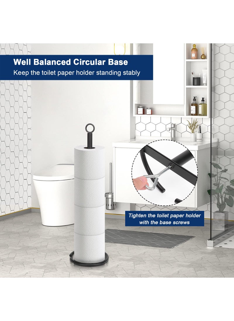NearMoon NearMoon Bath Toilet Paper Holder Stand  Free Standing Tissue Paper Storage with Reserve  Space Toilet 4 Rolls Holder for Bathroom/Kitchen Countertop-All Metal (1 Pack  Matte Black)  - Image 5