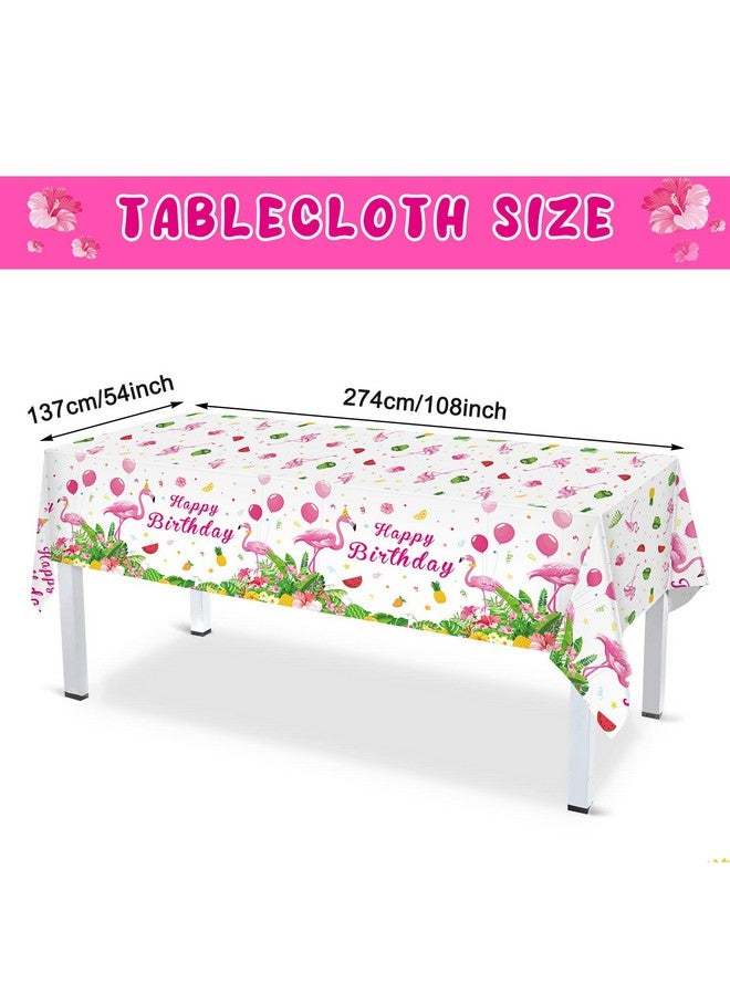 Tudomro 172 Pcs Flamingo Birthday Party Supplies Flamingo Paper Plates And Napkins Hawaiian Tablecloths Flamingo Birthday Banner Summer Flamingo Tableware For Girls Aloha Tropical Luau Party Decor Serves 24 - Image 4