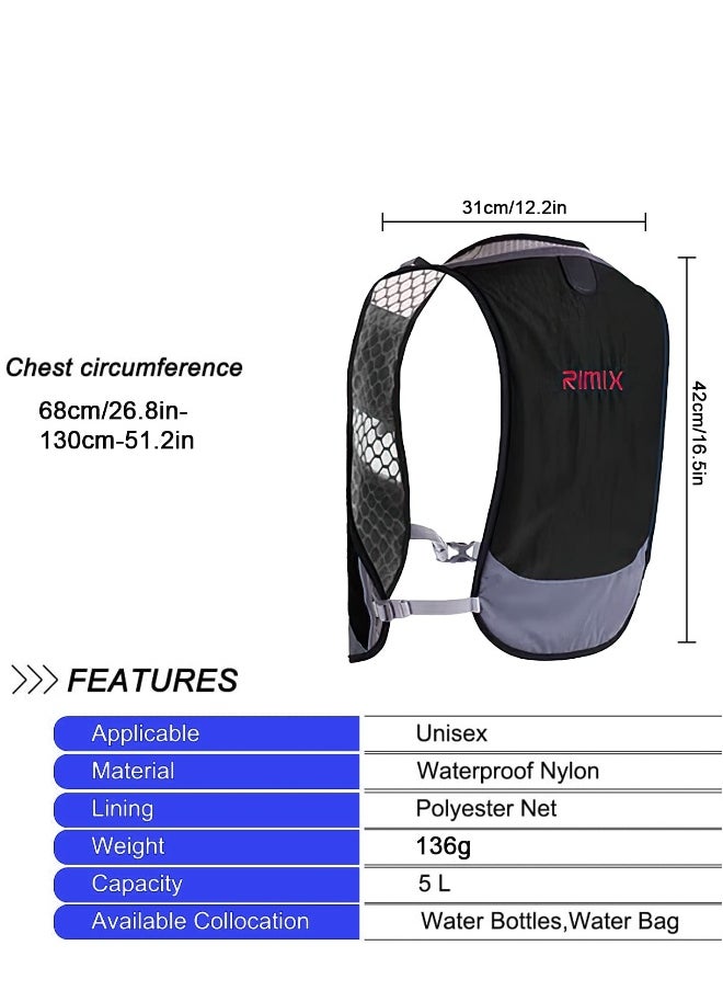 Generic Hydration Backpack Pack with 5L Water Bladder, Hydration Water Backpack with Hydration Bladder Hiking Running Cycling Biking Water Backpack for Men and Women(black)  - Image 2