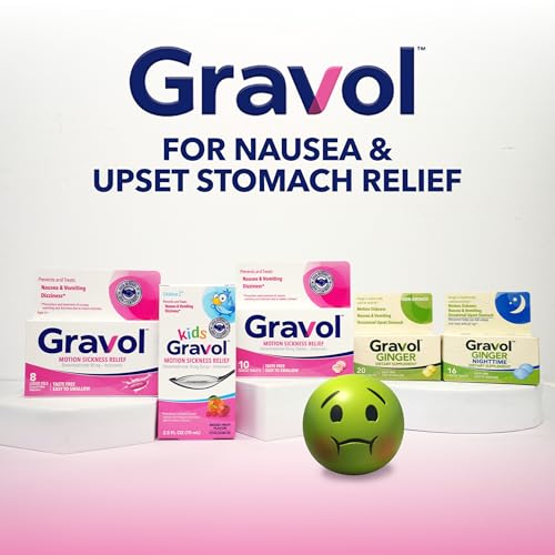 Gravol أقراص جرافيول القابلة للمضغ للأطفال لعلاج الغثيان واضطرابات المعدة ودوار الحركة، خالية من الأصباغ، بنكهة الكرز، للفئة العمرية من 2 إلى 12 سنة، 18 قطعة - Image 5