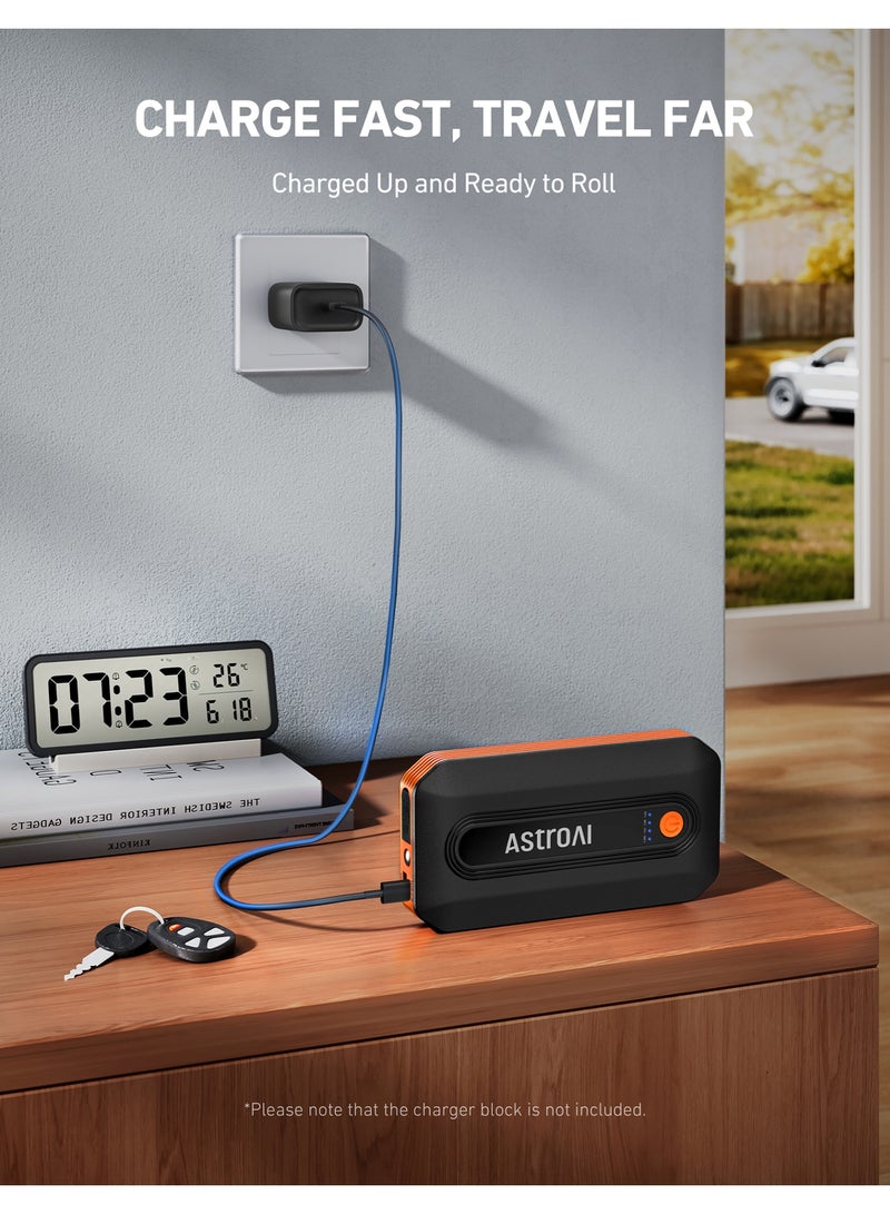 أسترواي AstroAI B8 2000A بطارية السيارة القفز البداية ، حزمة بطارية القفز البداية 12 فولت (تصل إلى 9.0 لتر البنزين ومحرك الديزل 7.0 لتر) ، صندوق القفز المحمول مع 3 أوضاع المصباح الكهربائي وكابل القفز - Image 5