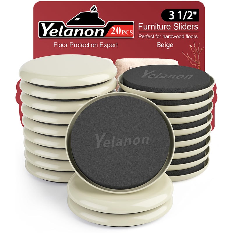 Yelanon Furniture Sliders 20pcs3 12 Furniture Sliders for Carpet Furniture Pads Hardwoods Floors Heavy Duty Furniture Movers Sliders Reusable Moving Pads Floor Protectors for Carpet