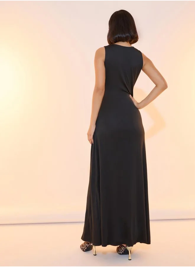 Take Two Side Slit Round Neck Sleeveless Maxi Dress