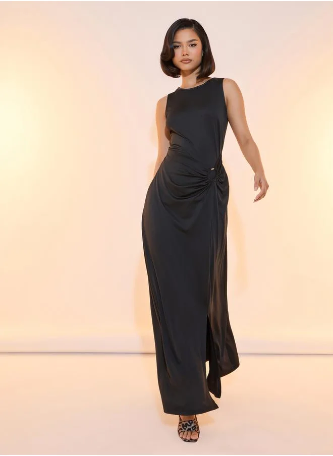 Take Two Side Slit Round Neck Sleeveless Maxi Dress