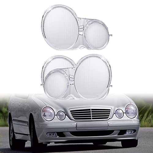 Anzios 2pcs Headlight Covers Compatible with 1996-2002 Mercedes W210 E280 E300 E320 E420 E430 E500 Headlamp Shell Transparent Lens - Image 1