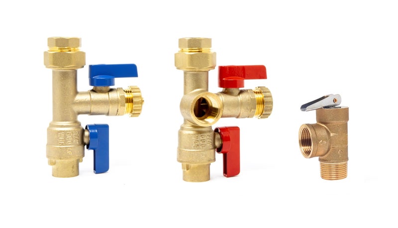 Libra Supply 3/4 inch Sweat Tankless Water Heater Isolation Valve Kit with Pressure Relief Valve, FNPT x Sweat, 3/4'' Service Valve Kit for Rheem, Rinnai, Ecosmart Navien Noritz Takagi Bosch - Image 1