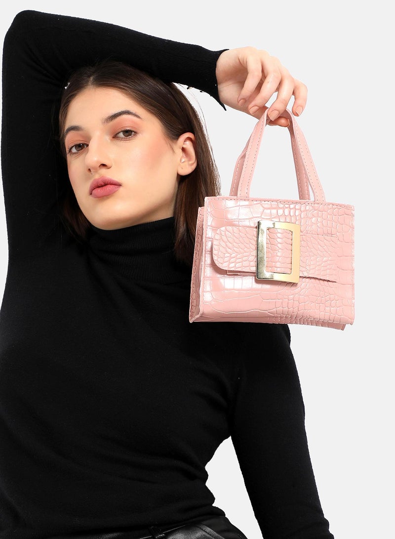 Haute Sauce Haute Sauce Women's The Slider Buckle Mini Bag For Casual Wear | Blush Pink Colour | One-Size | Zipper Closure | Solid Pattern | Vegan Leather Material | Handbag For Woman & Girls  - Image 3