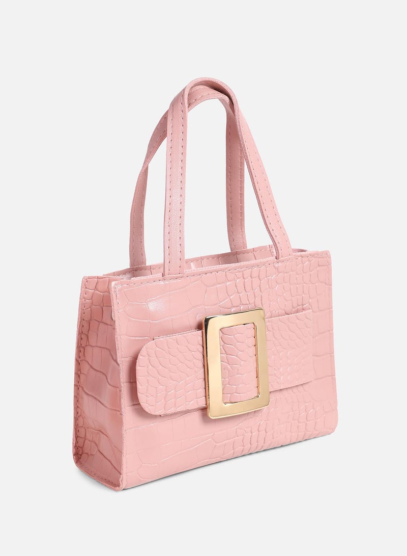 Haute Sauce Haute Sauce Women's The Slider Buckle Mini Bag For Casual Wear | Blush Pink Colour | One-Size | Zipper Closure | Solid Pattern | Vegan Leather Material | Handbag For Woman & Girls  - Image 5