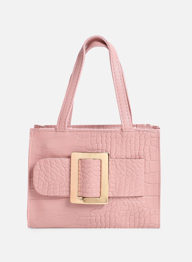 Haute Sauce Haute Sauce Women's The Slider Buckle Mini Bag For Casual Wear | Blush Pink Colour | One-Size | Zipper Closure | Solid Pattern | Vegan Leather Material | Handbag For Woman & Girls  - Image 4