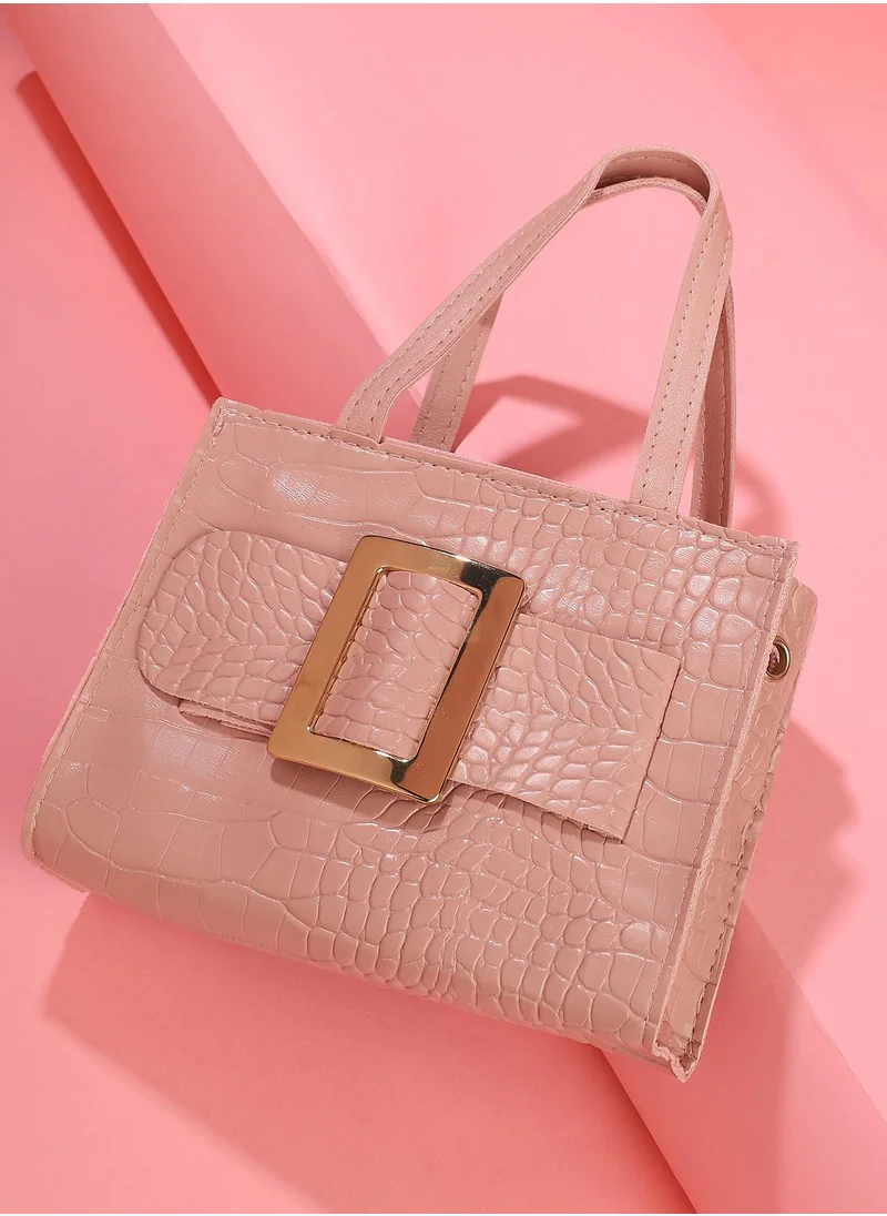 Haute Sauce Haute Sauce Women's The Slider Buckle Mini Bag For Casual Wear | Blush Pink Colour | One-Size | Zipper Closure | Solid Pattern | Vegan Leather Material | Handbag For Woman & Girls