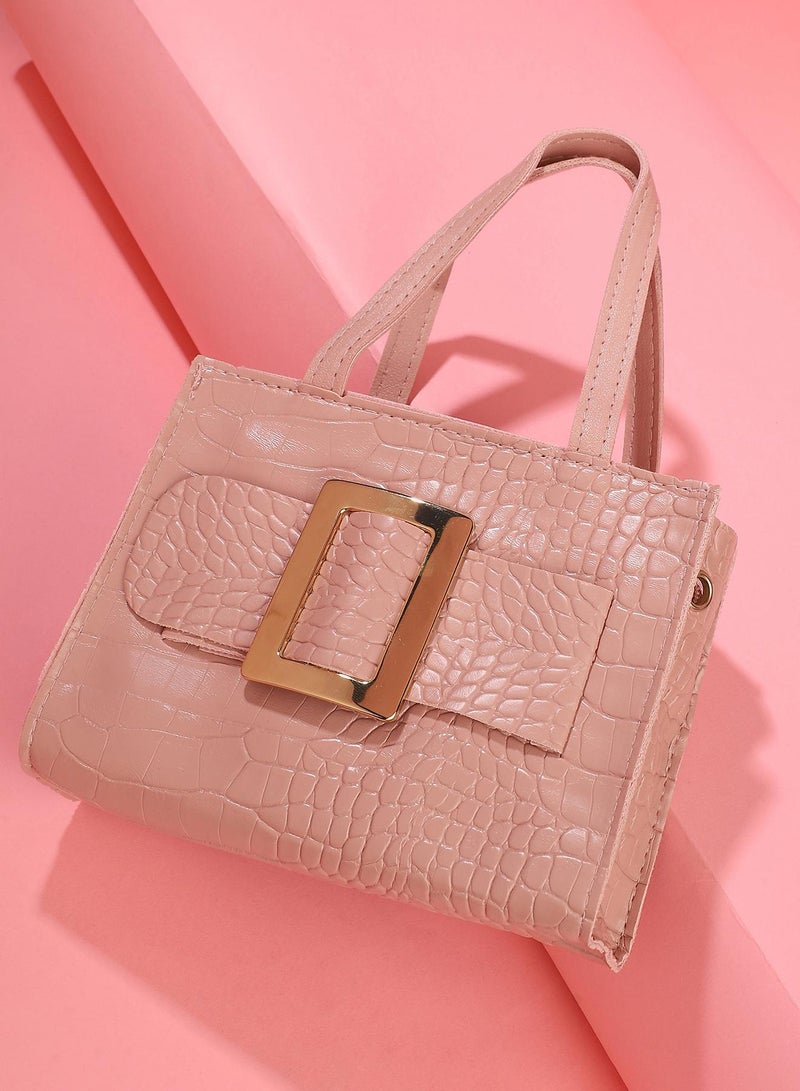Haute Sauce Haute Sauce Women's The Slider Buckle Mini Bag For Casual Wear | Blush Pink Colour | One-Size | Zipper Closure | Solid Pattern | Vegan Leather Material | Handbag For Woman & Girls  - Image 1