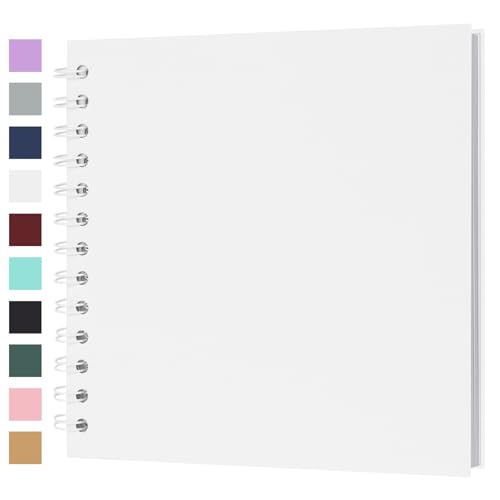 Bonyomor Scrapbook Album 7x7 Inches 40 Pages Hardcover Kraft Paper Photo Album Scrap Book Memory Book Blank DIY Scrapbook Albums for Boyfriend Wedding Baby Travel Anniversary Family, White - Image 1