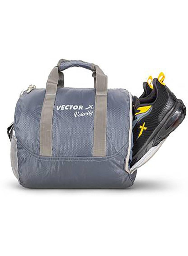 Vector X Velocity Multipurpose Sports Kit Bag - Durable Lightweight Gym & Training Duffle Bag for Cricket, Football, Travel & Daily Use (Grey) - Image 4