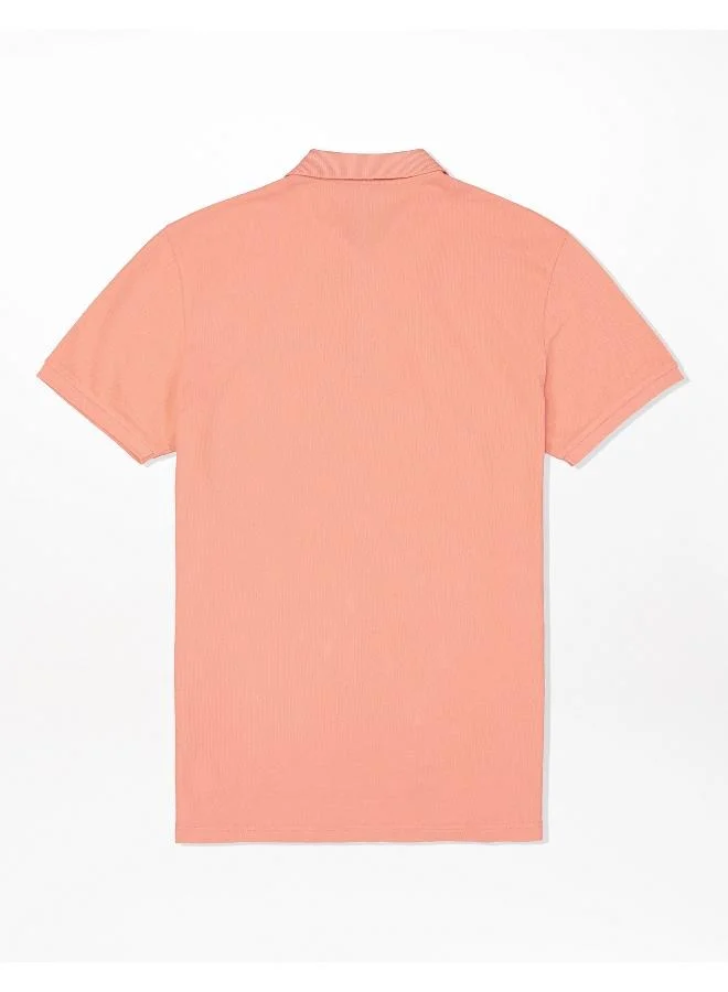 American Eagle Collar Line Logo Detail Short Sleeve Polo Shirt