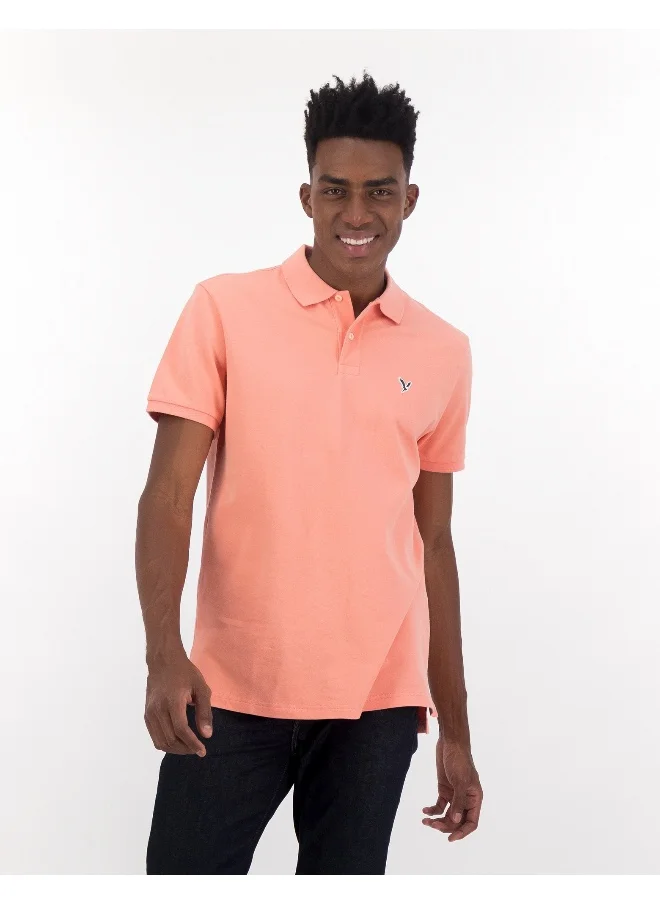 American Eagle Collar Line Logo Detail Short Sleeve Polo Shirt