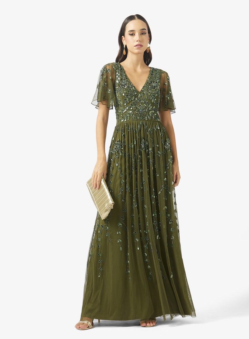 Namshi x Beaded Embellished A Line Dress - Image 4