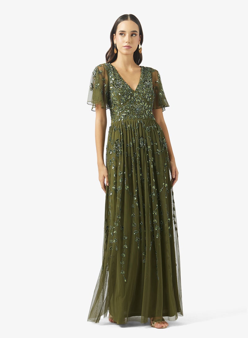 Namshi x Beaded Embellished A Line Dress - Image 1