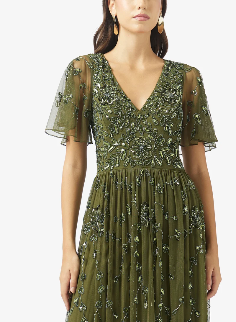 Namshi x Beaded Embellished A Line Dress
