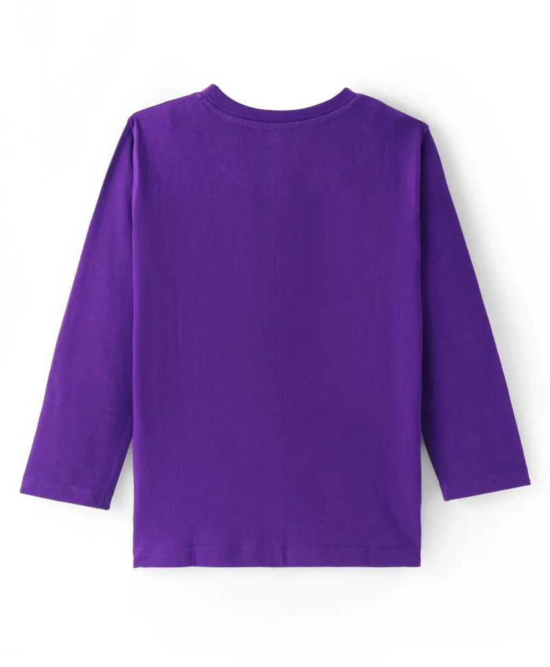 Pine Kids Pine Kids Cotton Knit Full Sleeve T-Shirt with Text Print  - Violet Indigo