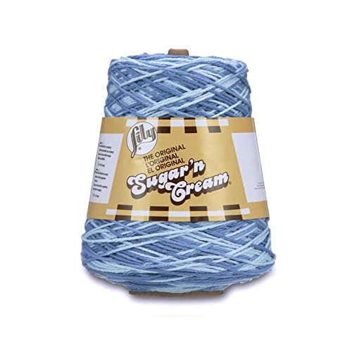 Lily Lily Sugar N Cream Cones Faded Denim Yarn  1 Pack of 14oz400g  Cotton  4 Medium  706 Yards  KnittingCrochet 