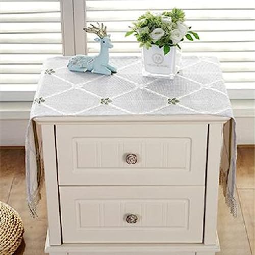 Utobanh Vintage Flower Table Cover 100% Cotton Tablecloth Printed Pattern, Small Table Cloth,Night Stand Table Cloth,Bedside Table Cover Light Blue - Image 2